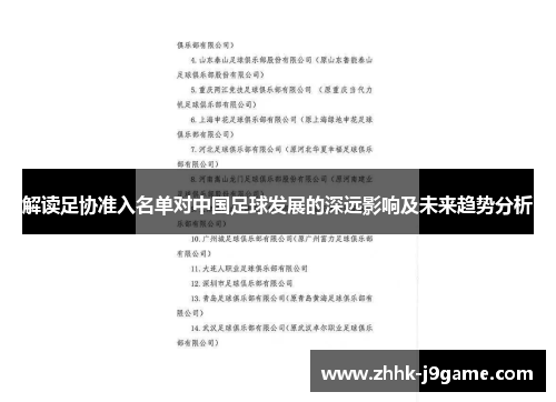 解读足协准入名单对中国足球发展的深远影响及未来趋势分析